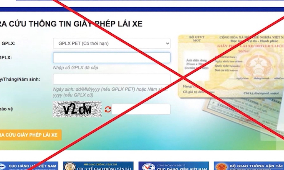 Cảnh b&aacute;o trang th&ocirc;ng tin điện tử Giấy ph&eacute;p l&aacute;i xe giả mạo