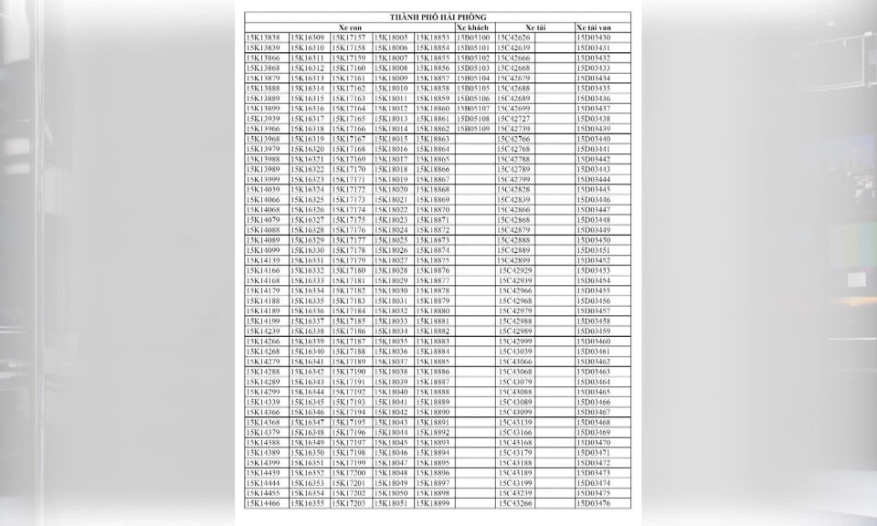 Hải Ph&ograve;ng chuẩn bị cho việc đấu gi&aacute; biển số &ocirc; t&ocirc; trong th&aacute;ng 8