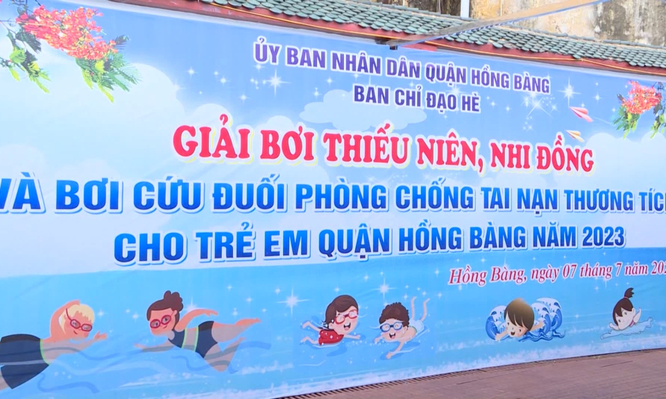 Quận Hồng B&agrave;ng tổ chức giải bơi cho trẻ em năm 2023
