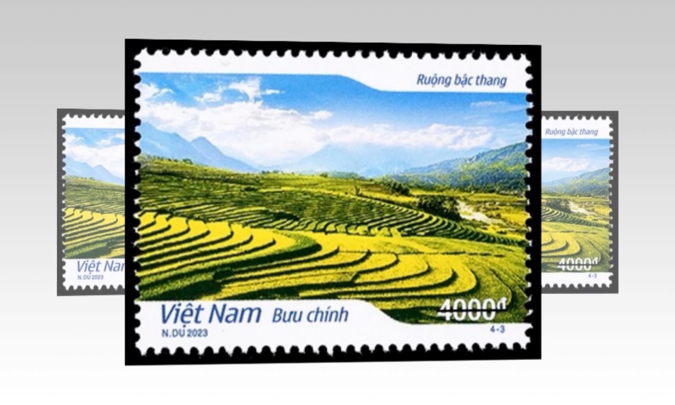 Ph&aacute;t h&agrave;nh bộ tem bưu ch&iacute;nh về ruộng bậc thang