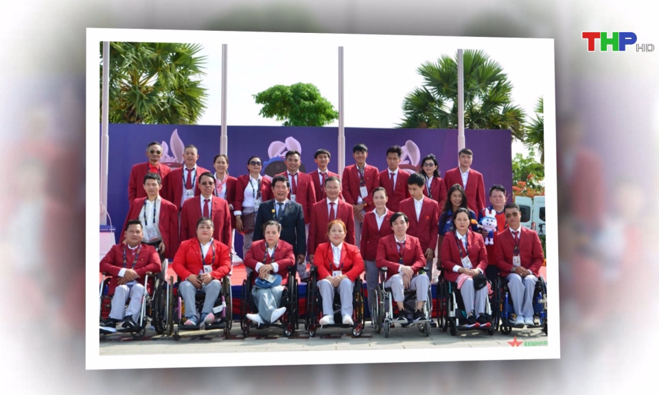 Thượng cờ đo&agrave;n thể thao Việt Nam tại Asian Paragames 4