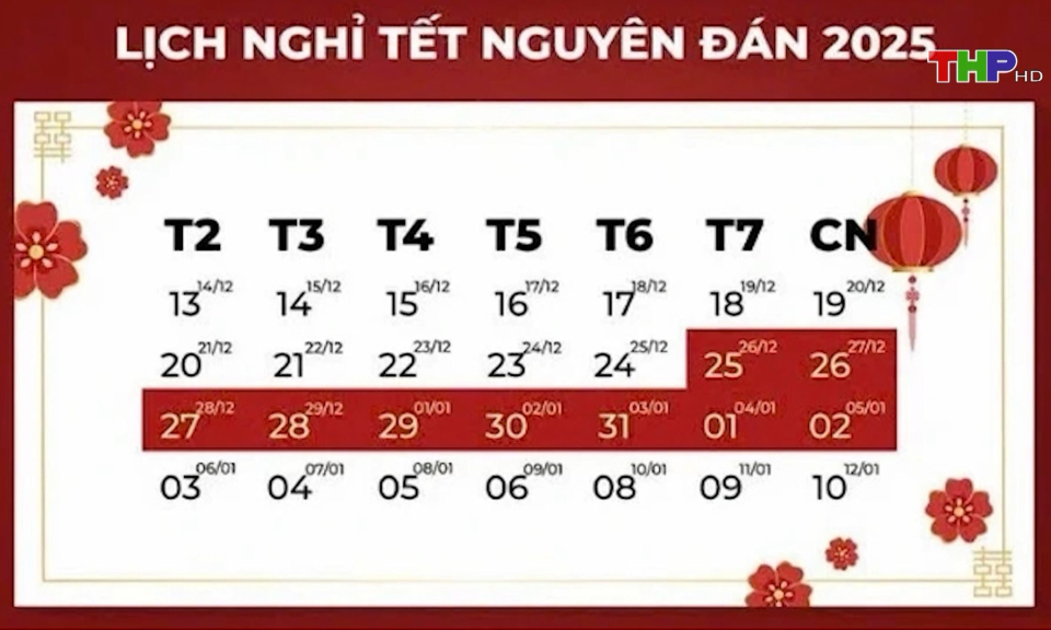 Lịch nghỉ c&aacute;c dịp lễ lớn năm 2025