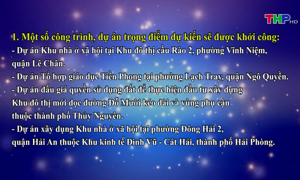 C&aacute;c c&ocirc;ng tr&igrave;nh, dự &aacute;n trọng điểm ch&agrave;o mừng 70 năm Ng&agrave;y giải ph&oacute;ng Hải Ph&ograve;ng
