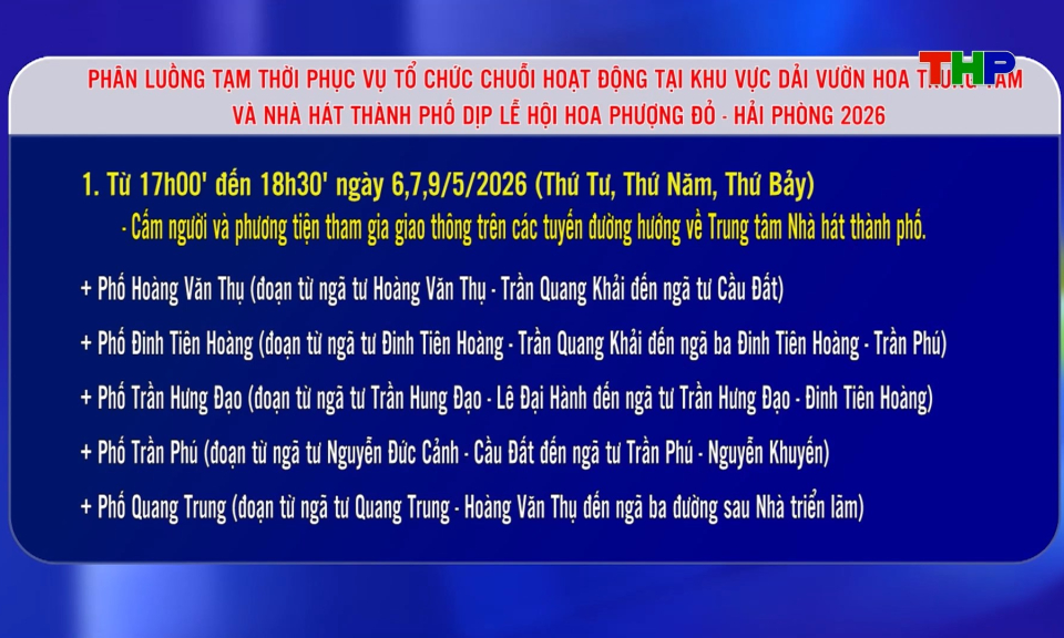 Ph&acirc;n luồng giao th&ocirc;ng phục vụ Lễ hội Hoa Phượng Đỏ 2026