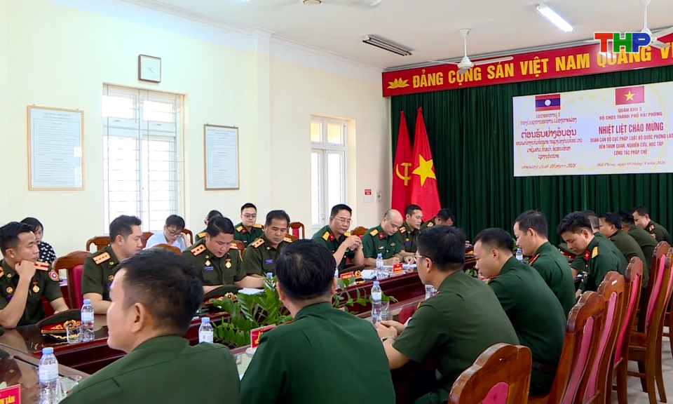 Đo&agrave;n c&ocirc;ng t&aacute;c Bộ Quốc ph&ograve;ng L&agrave;o tham quan, học tập tại Hải Ph&ograve;ng     